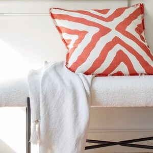 Kit Kemp x Annie Selke Pine Cone Hill Impy linen pillow cover orange 22x22